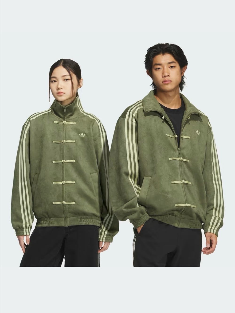 adidas Olive Green Three-Stripe Lightweight Shirt Jacket